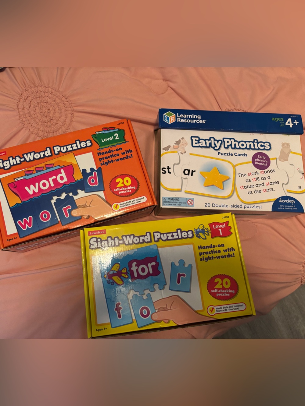 Early Phonics Puzzle Cards - Blue & Orange Sight-Word Puzzle Sets